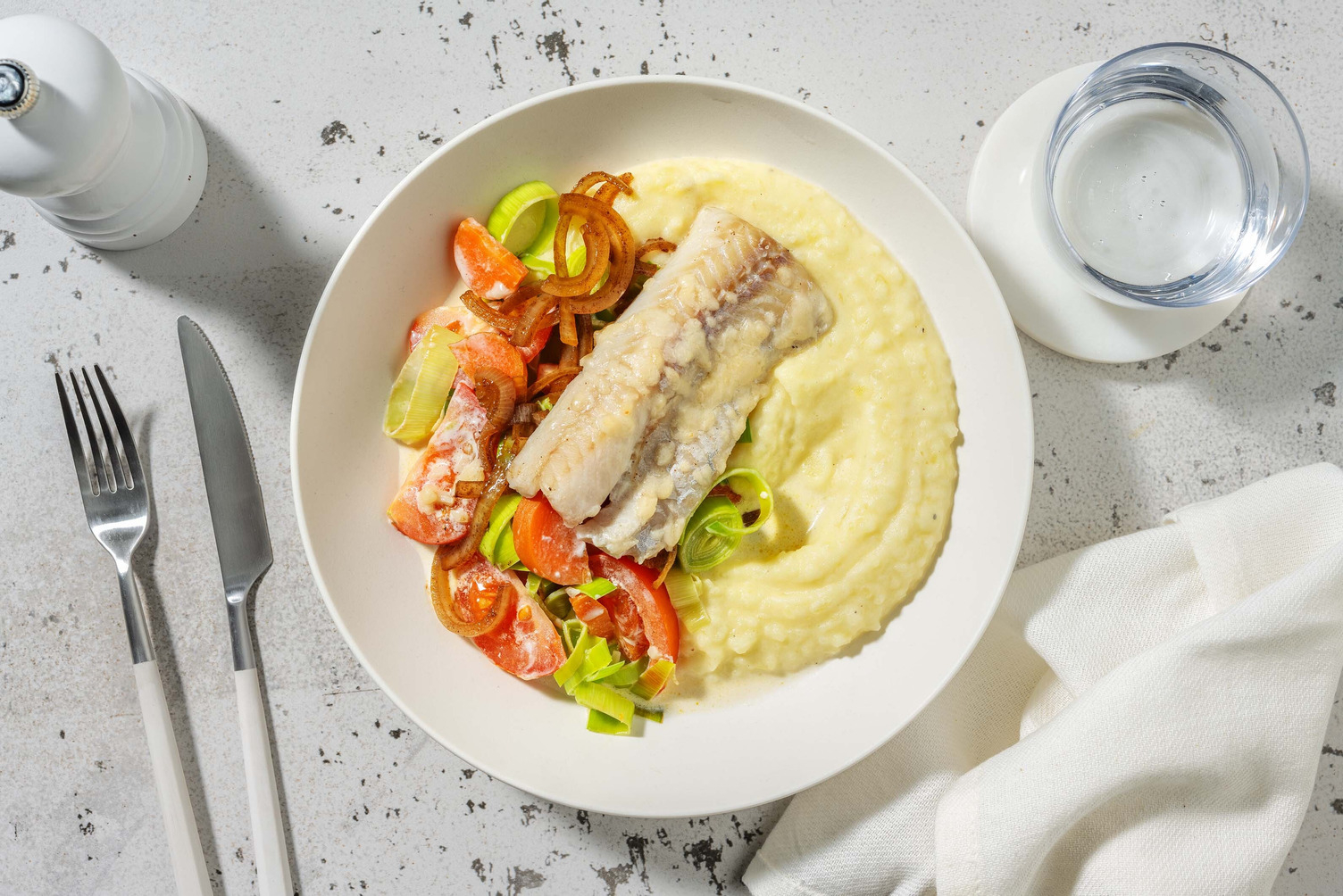 Gratin de colin crémeux au poireau et à la carotte