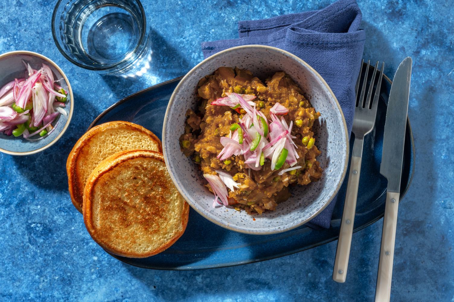 Pav bhaji de verduras al estilo indio