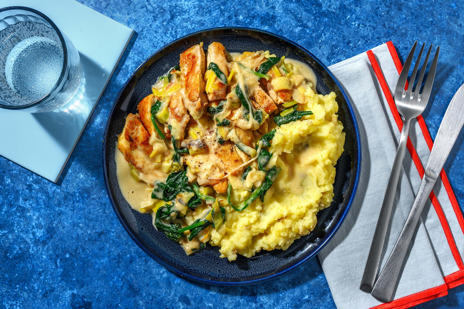 Roasted Chicken Thighs and Cheesy Leek Sauce