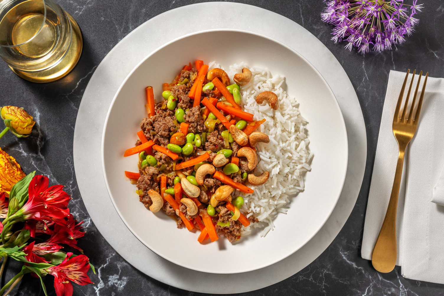 Süsssaure Reispfanne mit Rindshackfleisch