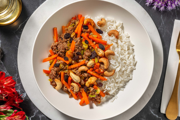 Süßsaure Reispfanne mit Bio-Rinderhackfleisch