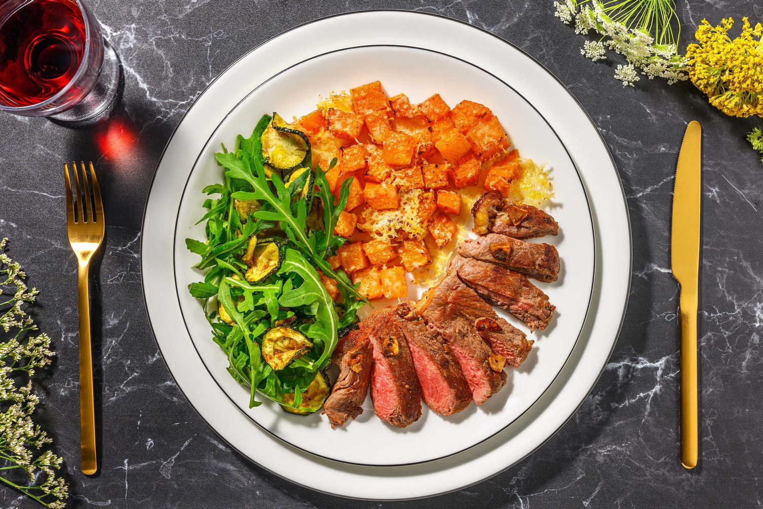 Sirloin Steak & Parmesan Roast Pumpkin