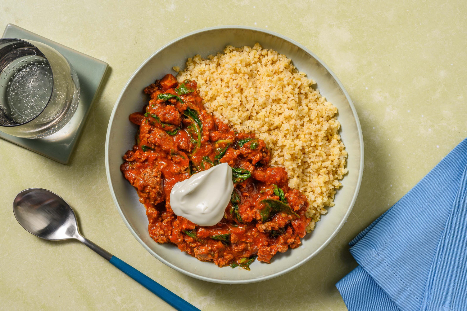 Speedy Chermoula Beef Bulgur Bowl