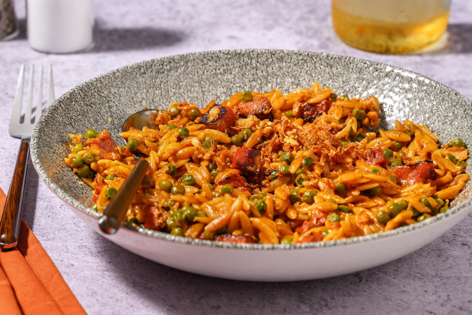 Spring Clean Up Cajun Spiced Chorizo and Leek Orzo