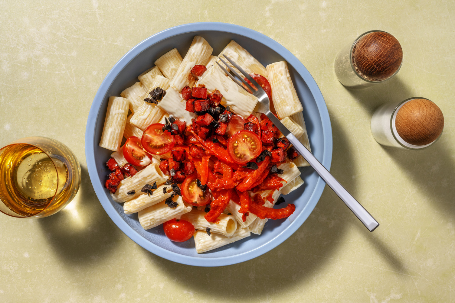 Double Chorizo and Olive Rigatoni