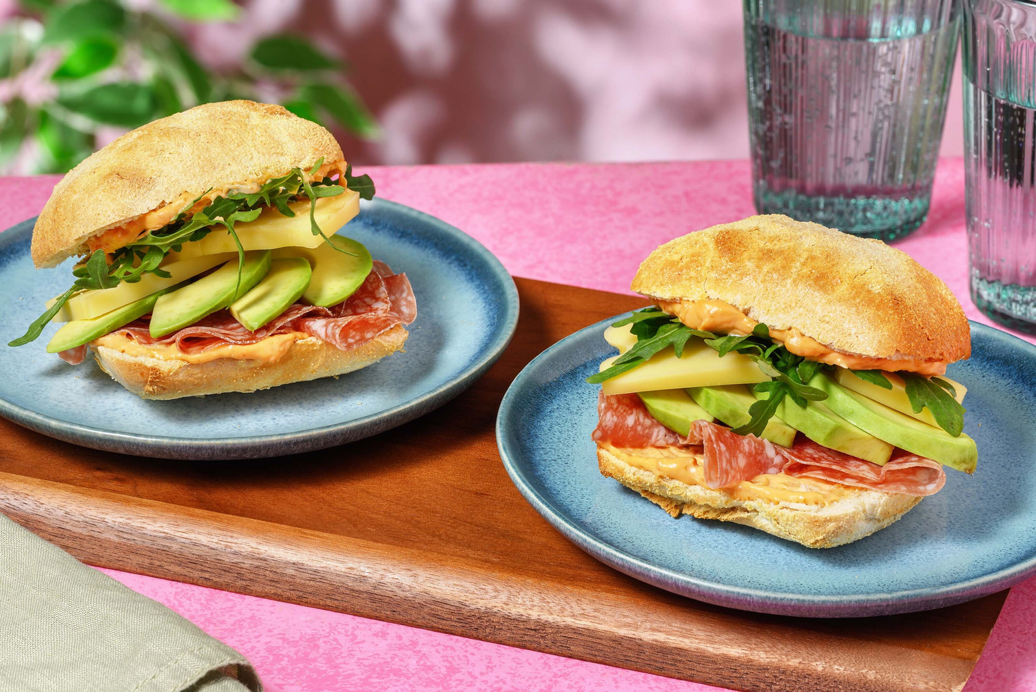 Salami, Cheddar & Avocado Ciabatta Sandwich