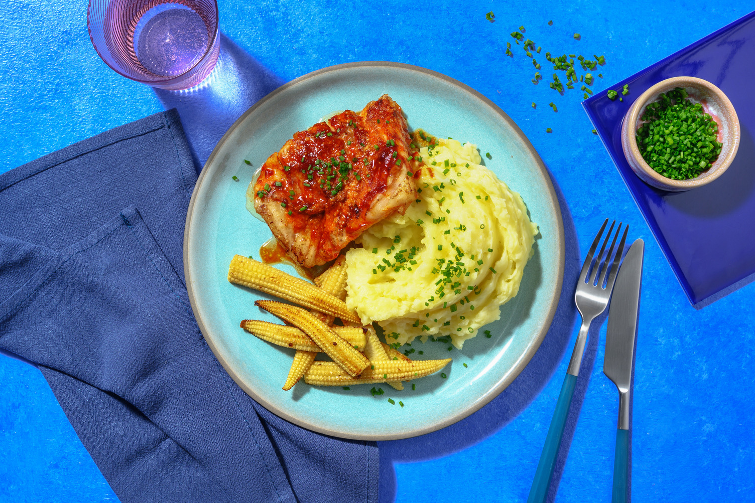 Spicy Crusted Hake and Baby Corn
