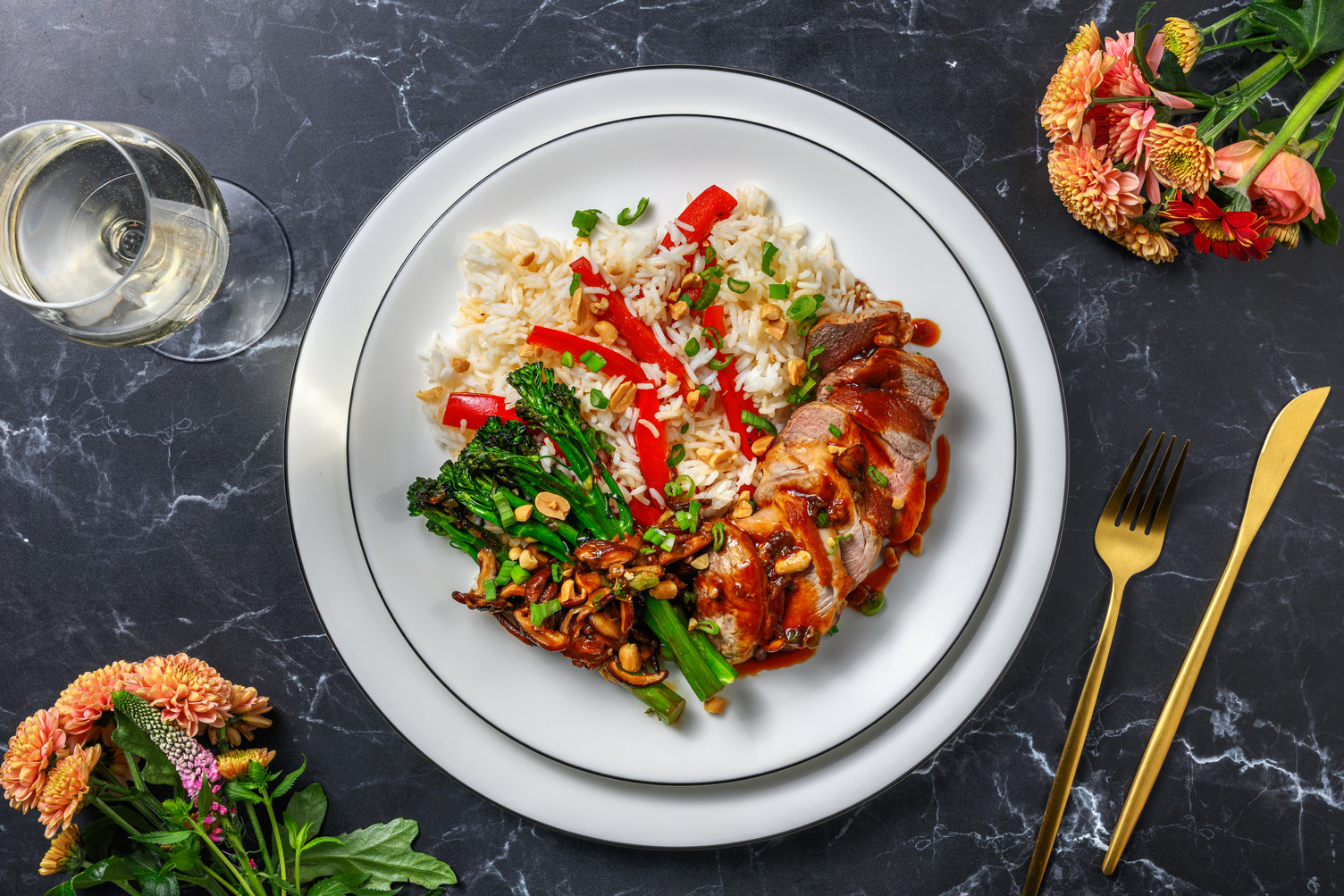 Solomillo de cerdo oriental con setas shiitake