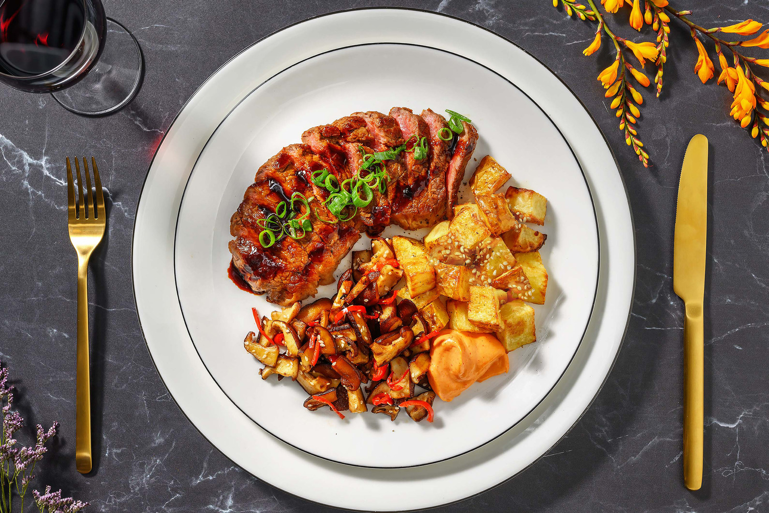 Entrecot de ternera marinado al estilo coreano