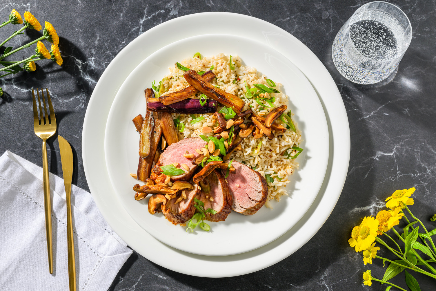 Solomillo de cerdo oriental con setas shiitake