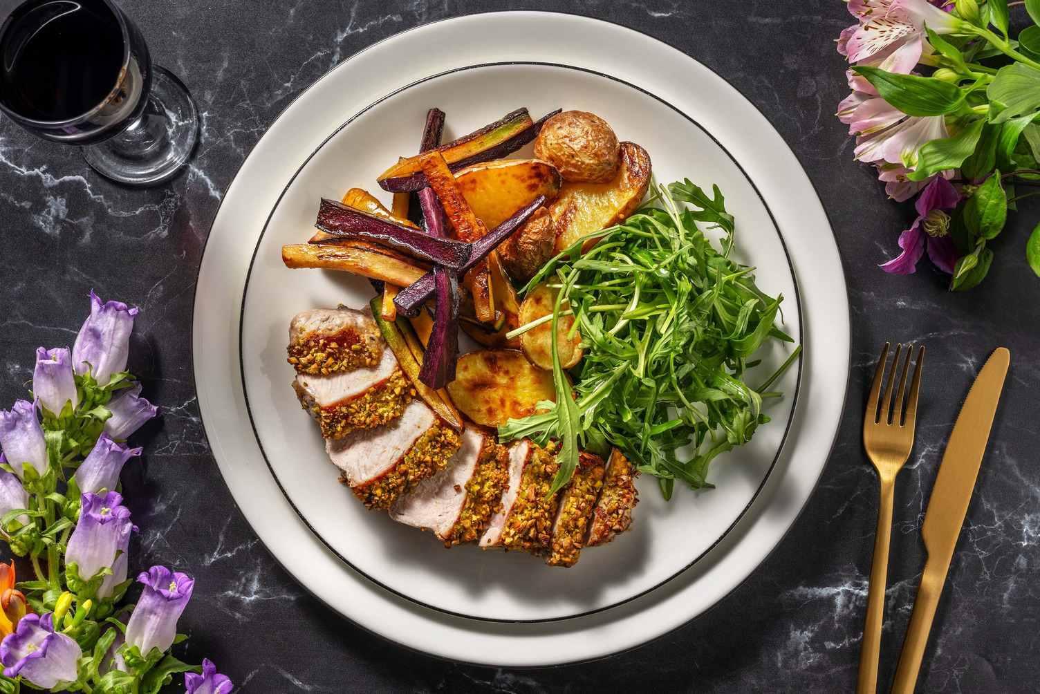 Lonza gratinata ai pistacchi e senape