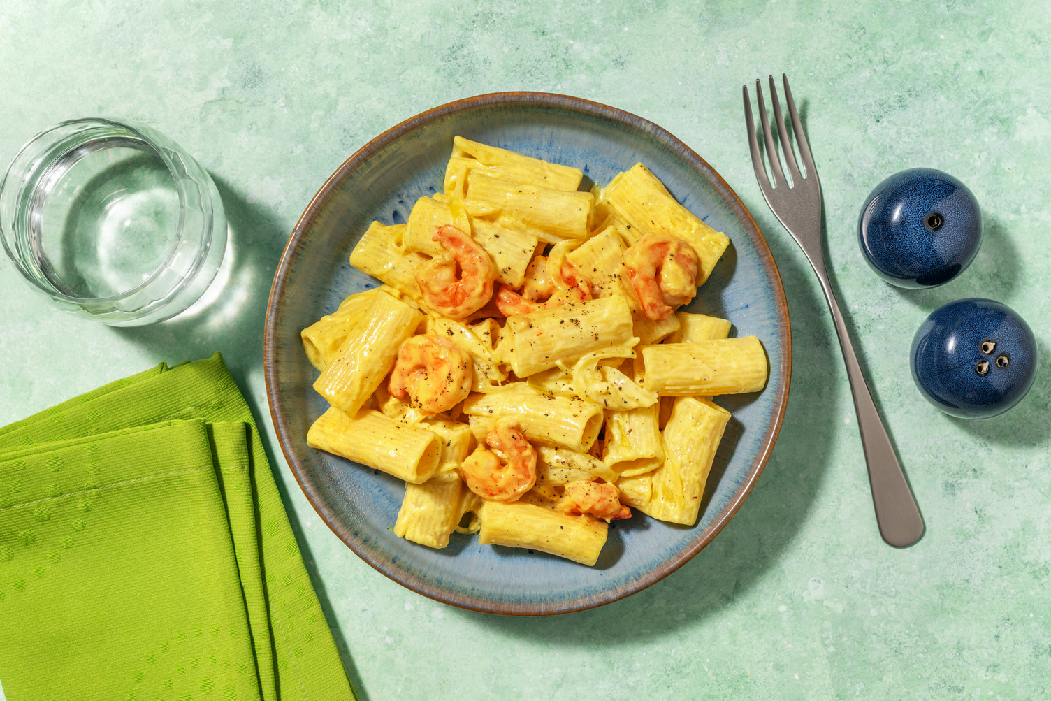 Rigatoni con langostinos