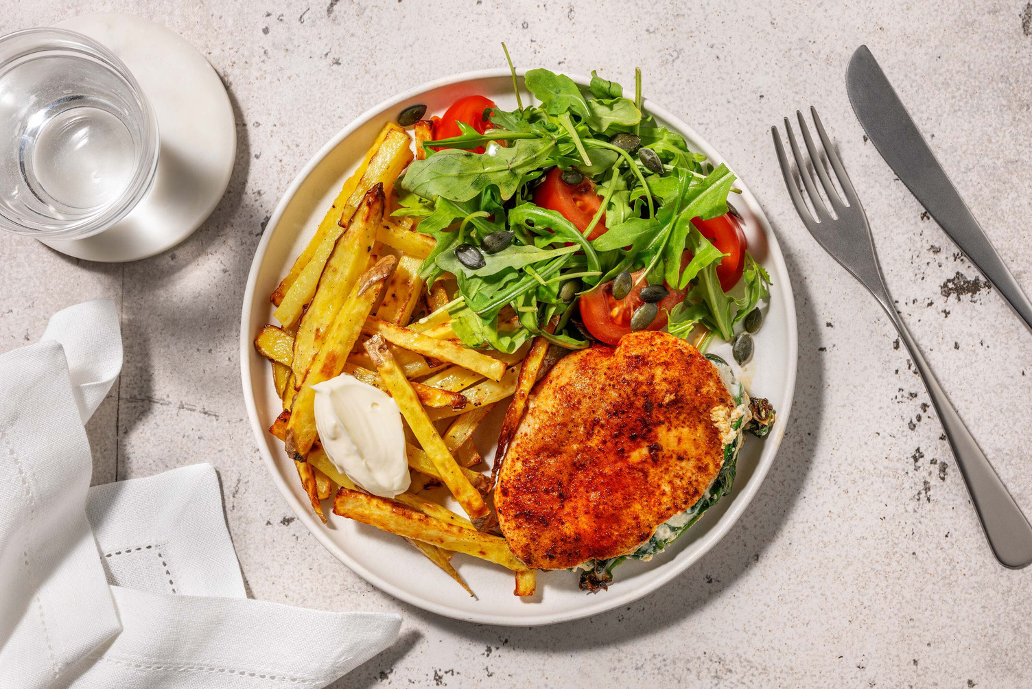 Ricotta- och spenatfylld kyckling