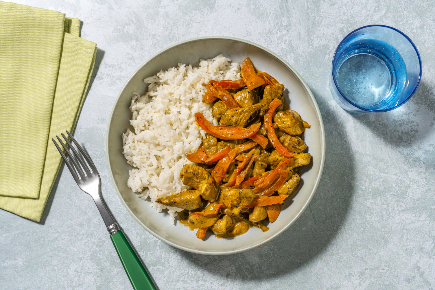 Curry fácil de pollo y verduras