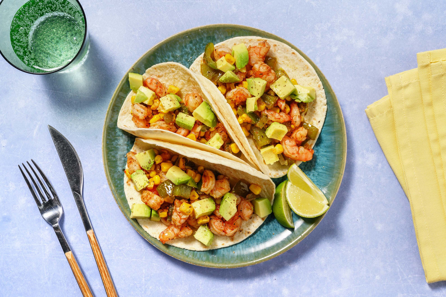 Tacos Tex-Mex ai gamberi e avocado