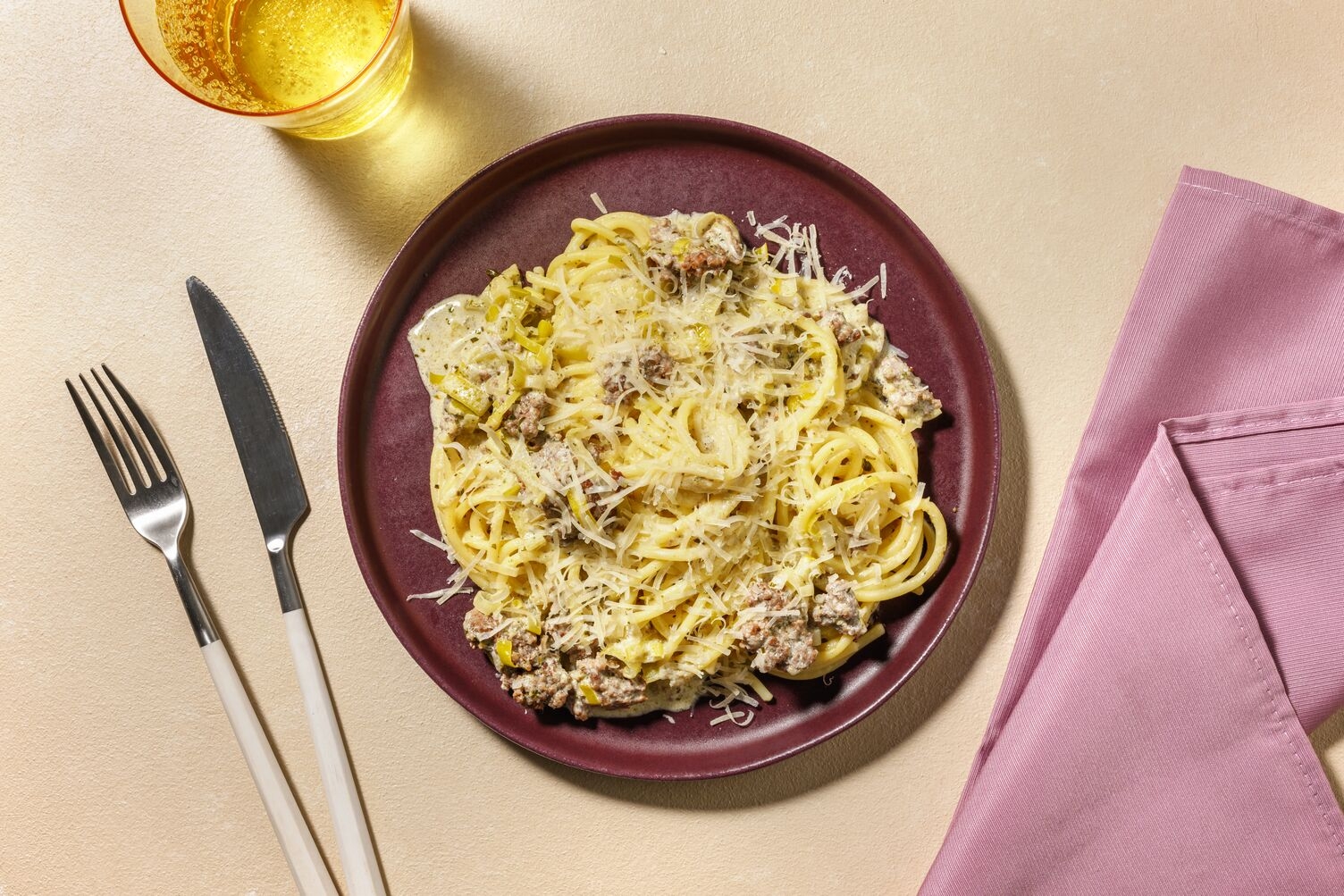 Spaghetti au ragù bianco de bœuf & poireau