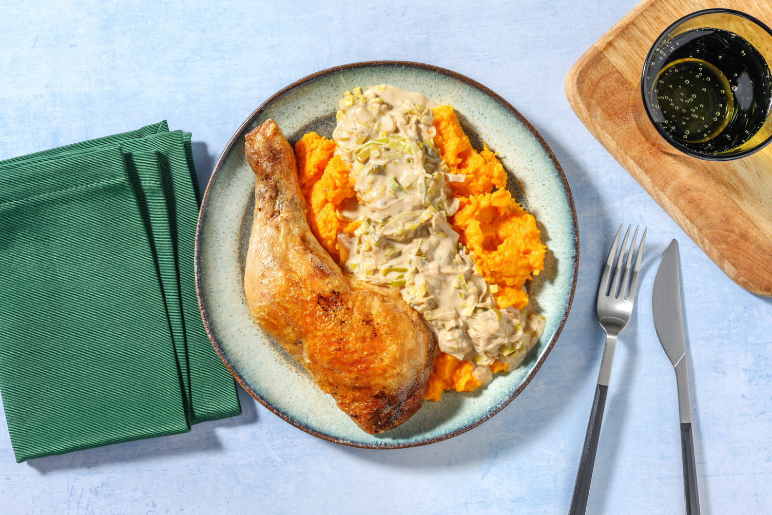 Cuisse de poulet & purée de patate douce