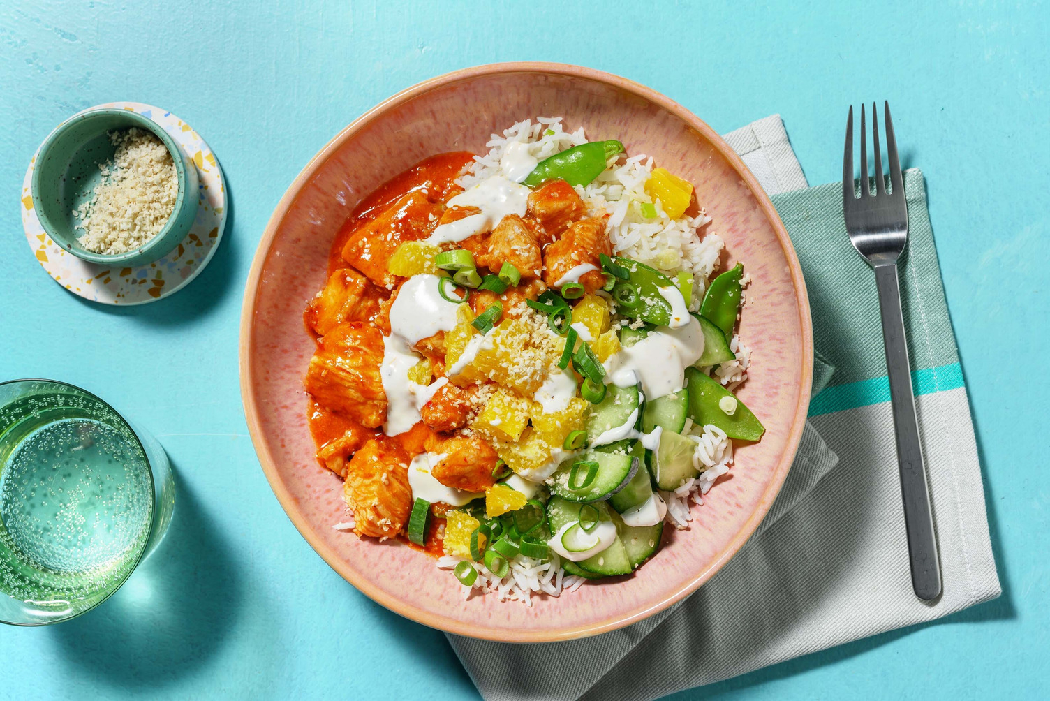 Sticky kalkoenfilet in zoetzure sinaasappelsaus