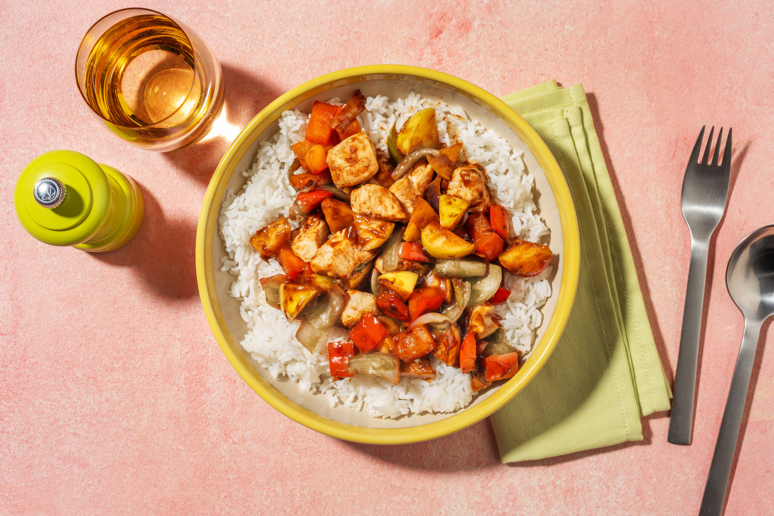 Pollo agridulce estilo chino con manzana