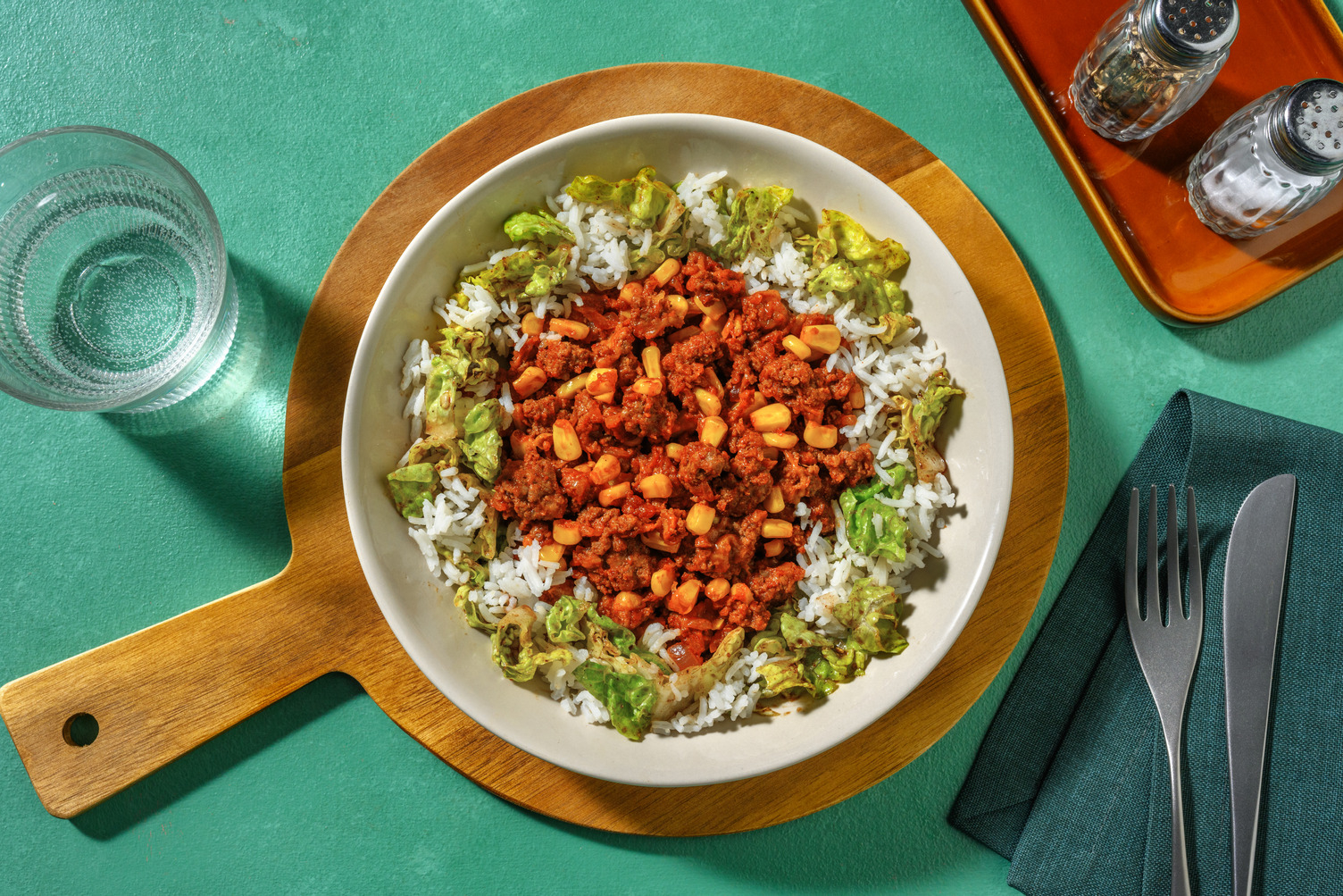 Taco Bowl au bœuf, maïs & cheddar