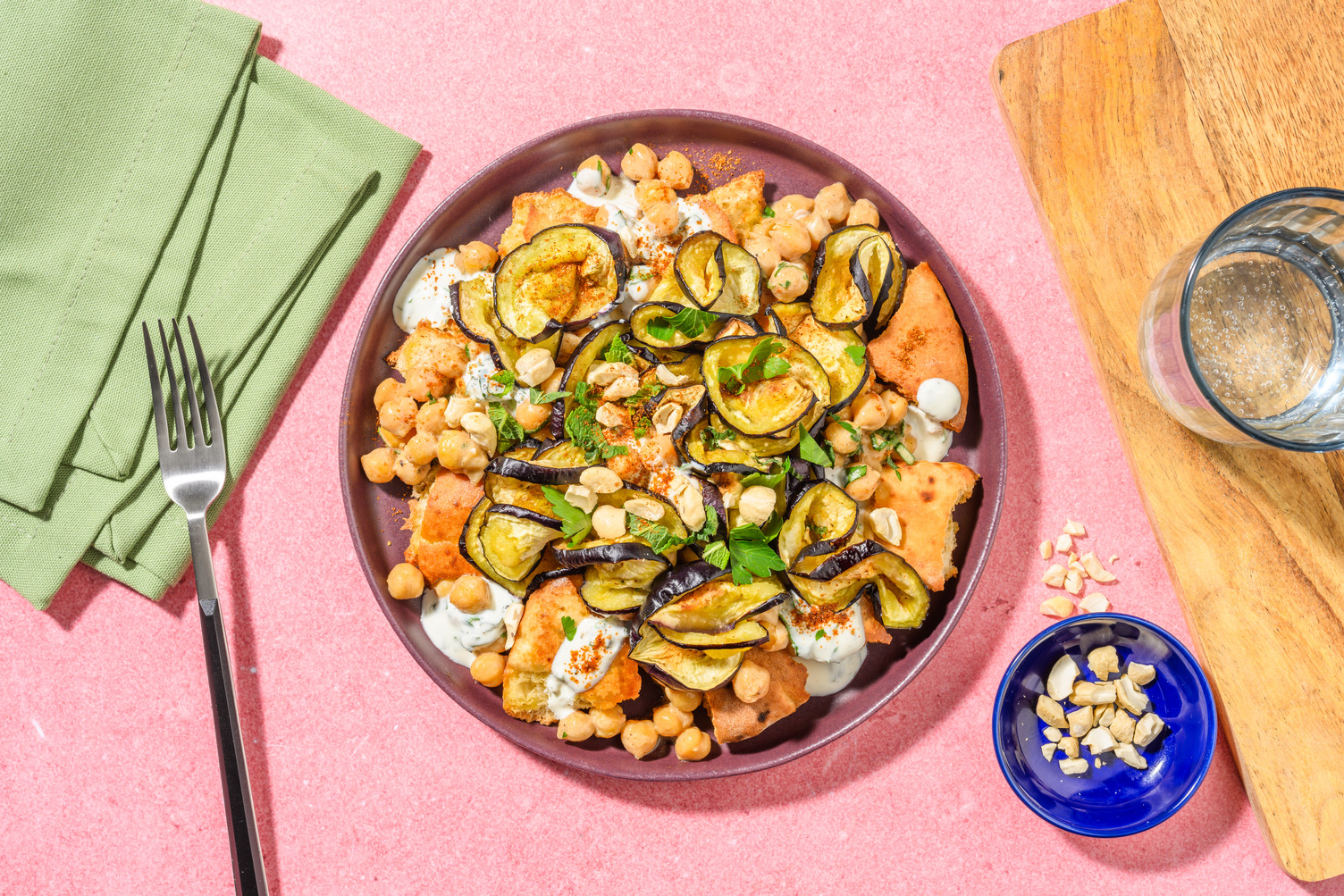 Aubergine & pois chiches façon Musabaha levantin