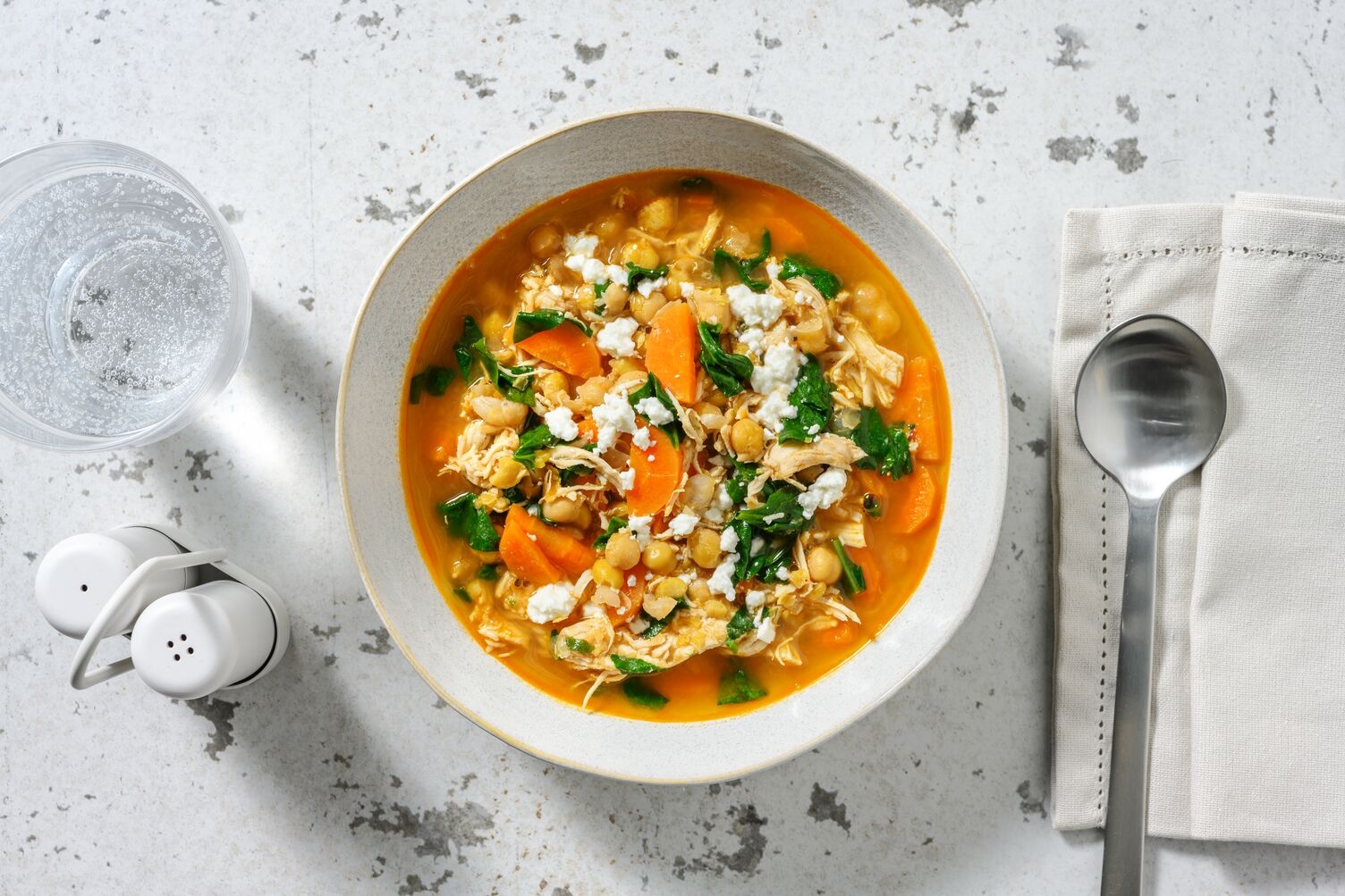 Soupe de poulet Label Rouge au cumin & épinards