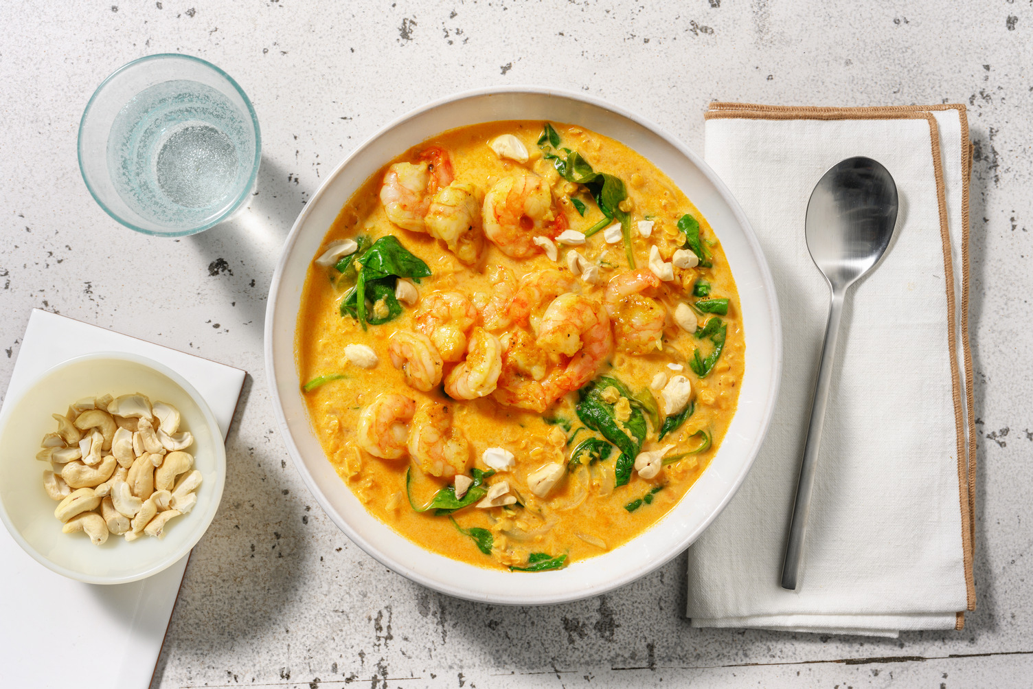 Crevettes & lentilles corail façon Dahl