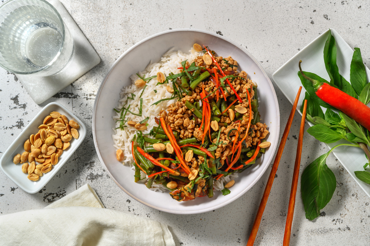 Bio-Rinderhack Stir Fry mit Buschbohnen