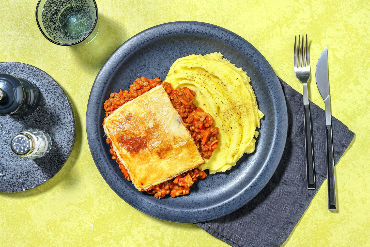 Rich Lentil and Mushroom Puff Pastry Pie