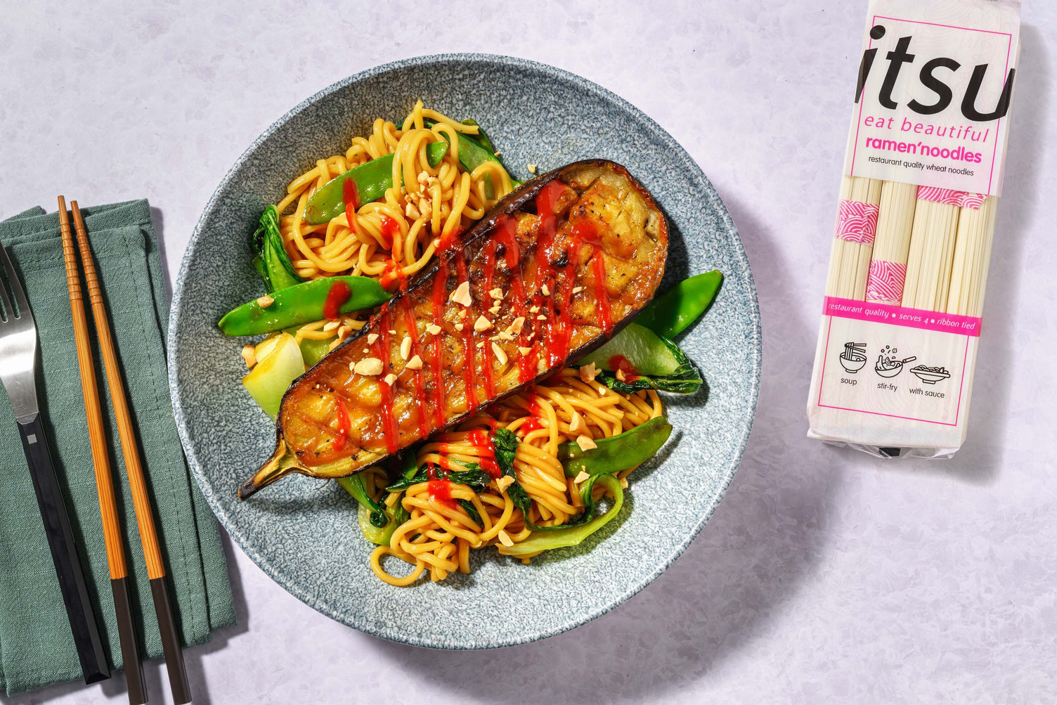 Japanese Style Miso Aubergine on itsu Ramen'Noodles