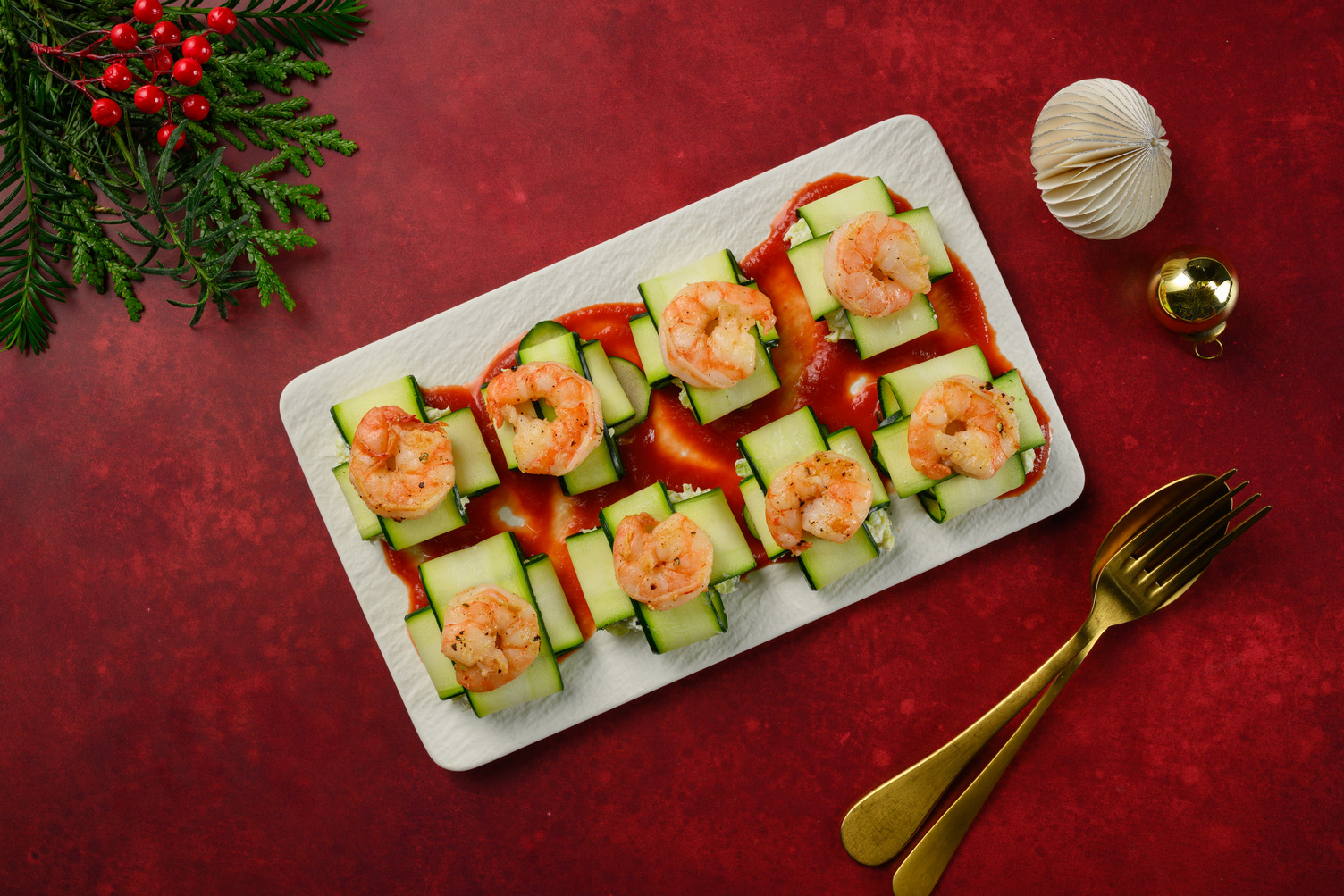 Raviolis de calabacín y ricotta con langostino grande