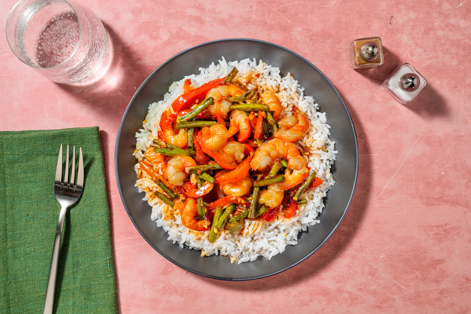 Sweet Sambal-Hoisin King Prawns and Jasmine Rice