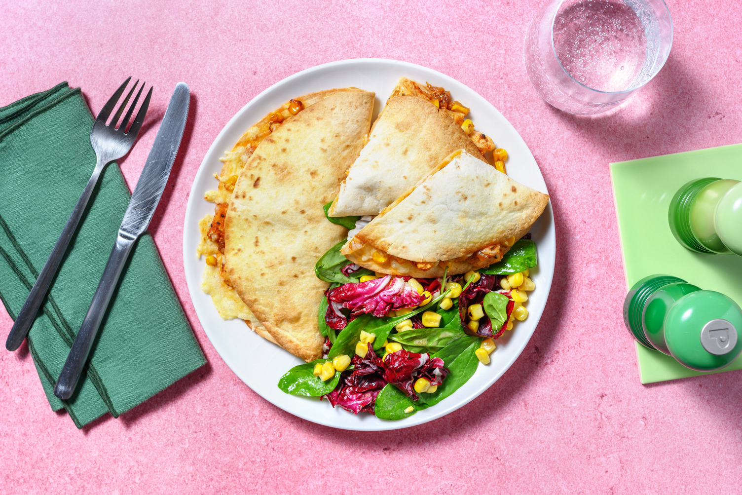 Cheesy quesadillas poulet & maïs