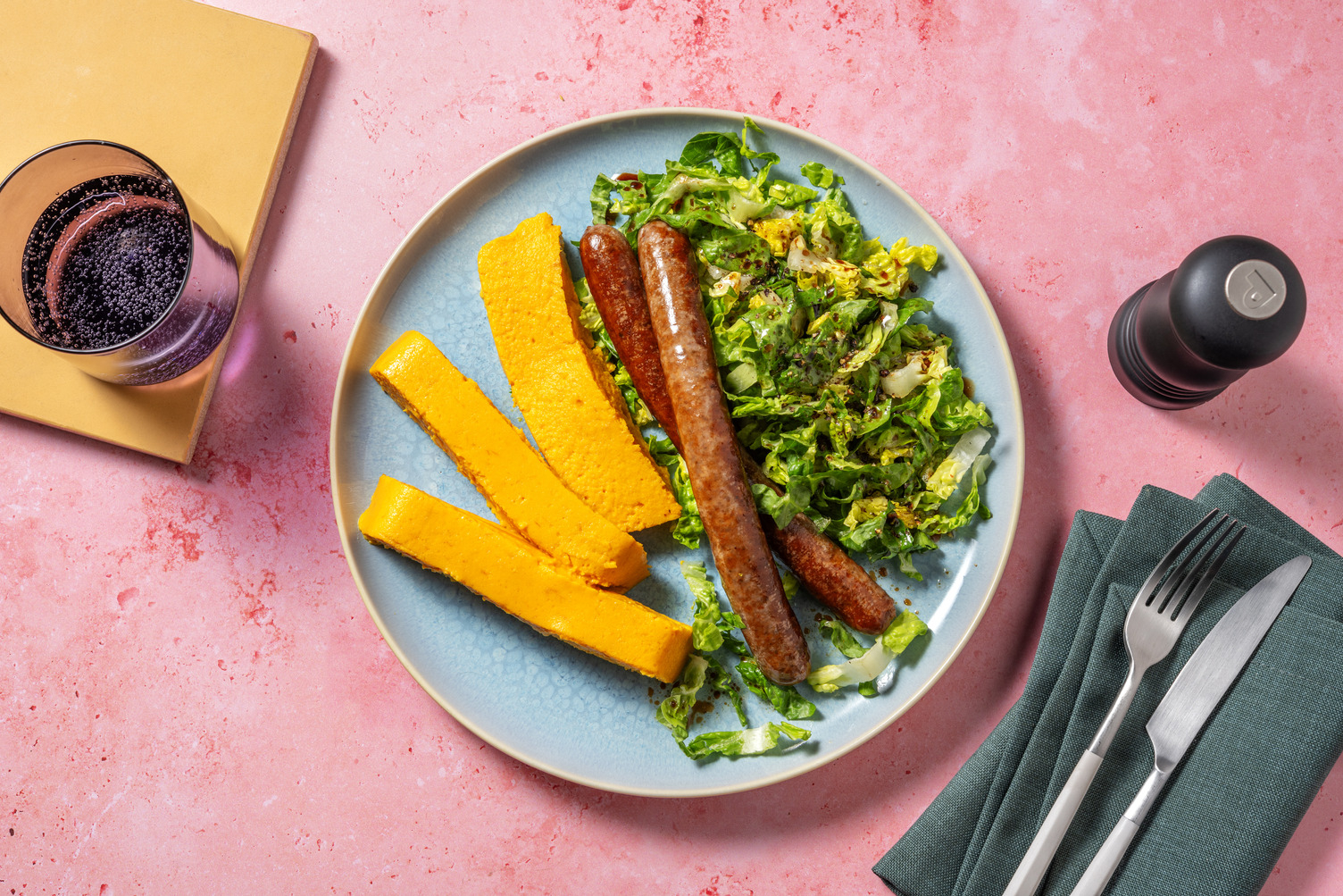 Chipolatas & flan de carottes au parmesan