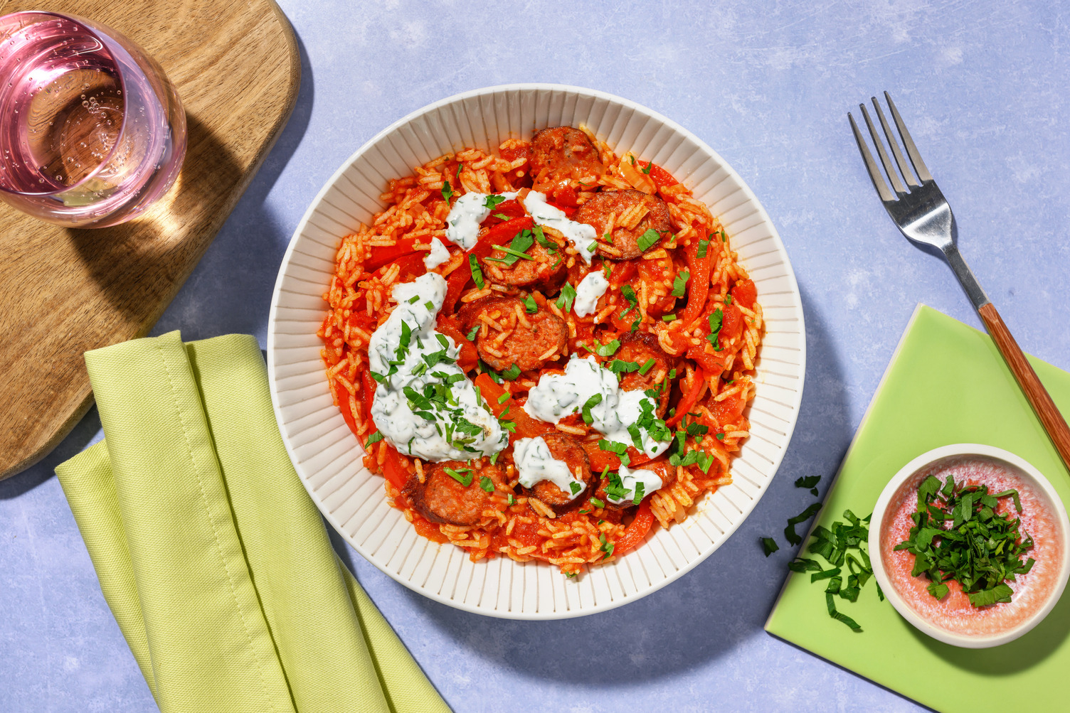 Saucisse fumée & riz précuit au piri-piri