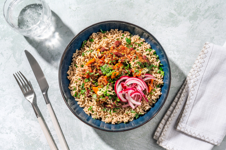 Chili sin carne met Tex-Mex-kaas