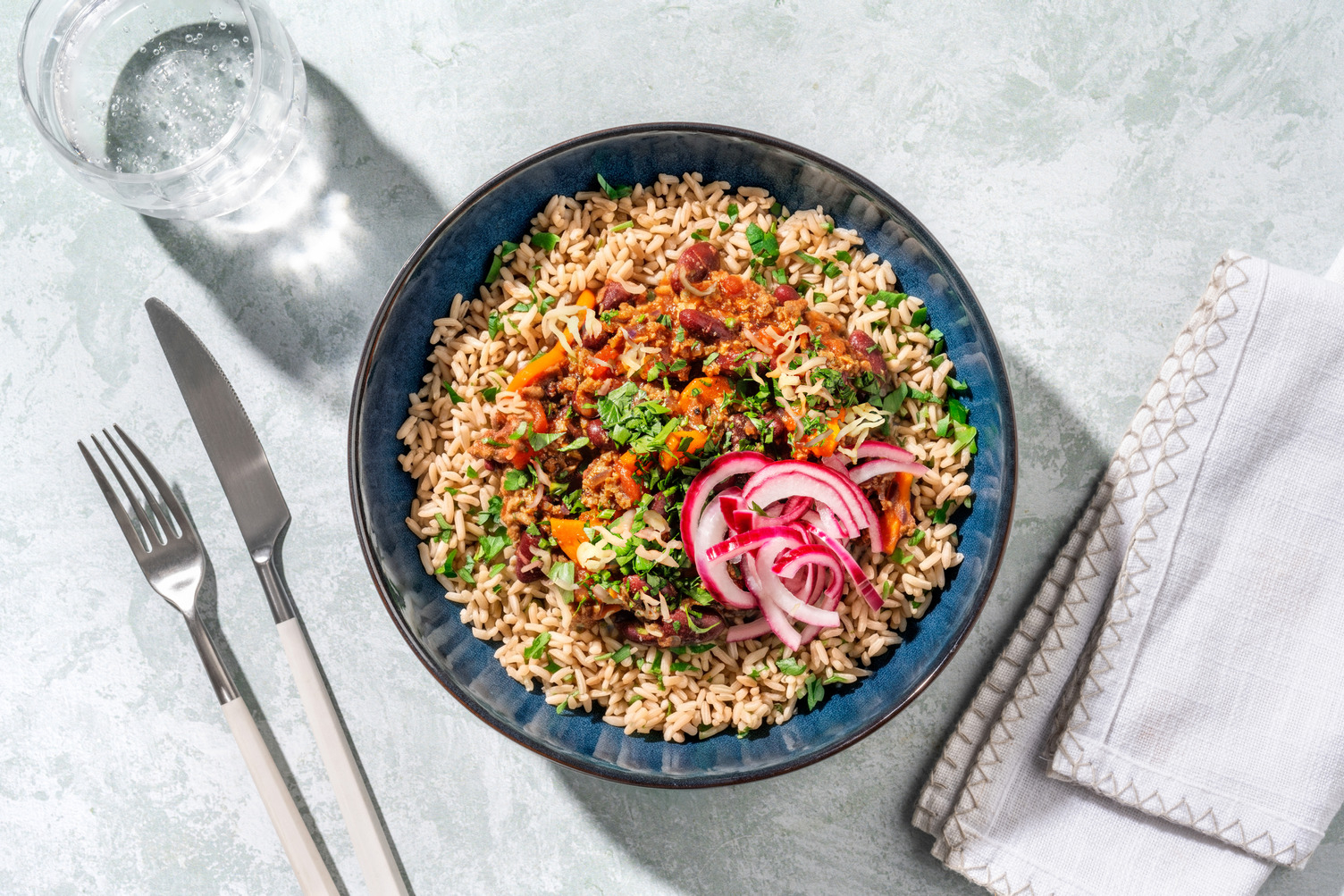 Chili sin carne met Tex-Mex-kaas