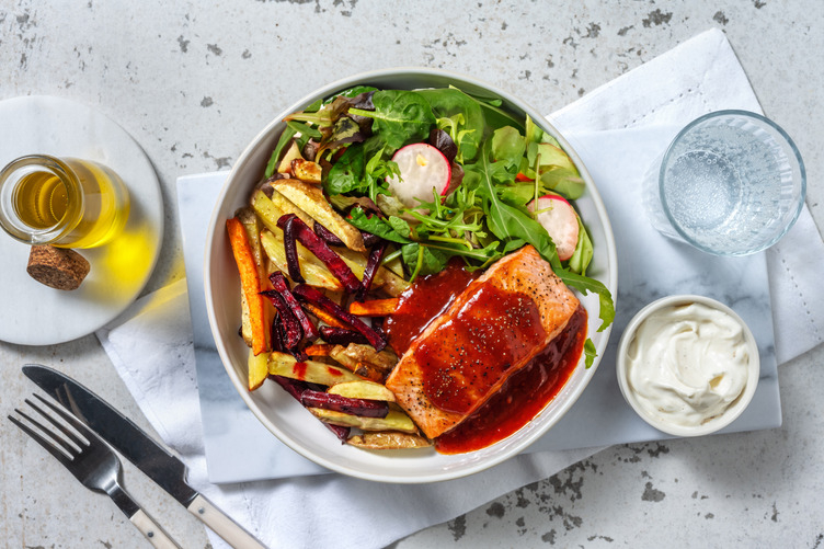Laks i honning- og srirachasauce