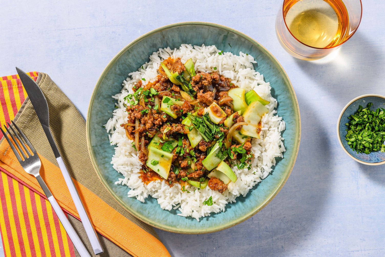 Stir Fry mit Bio-Hackfleisch und Pak Choi