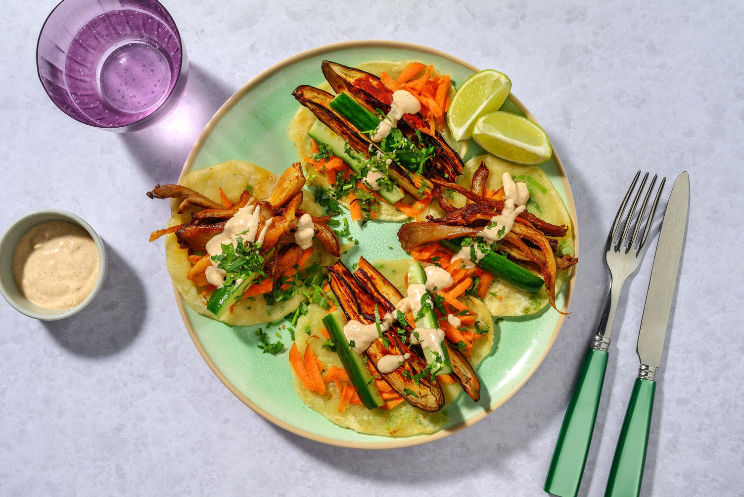 Tacos fusion à base de pancakes à l'oignon nouveau