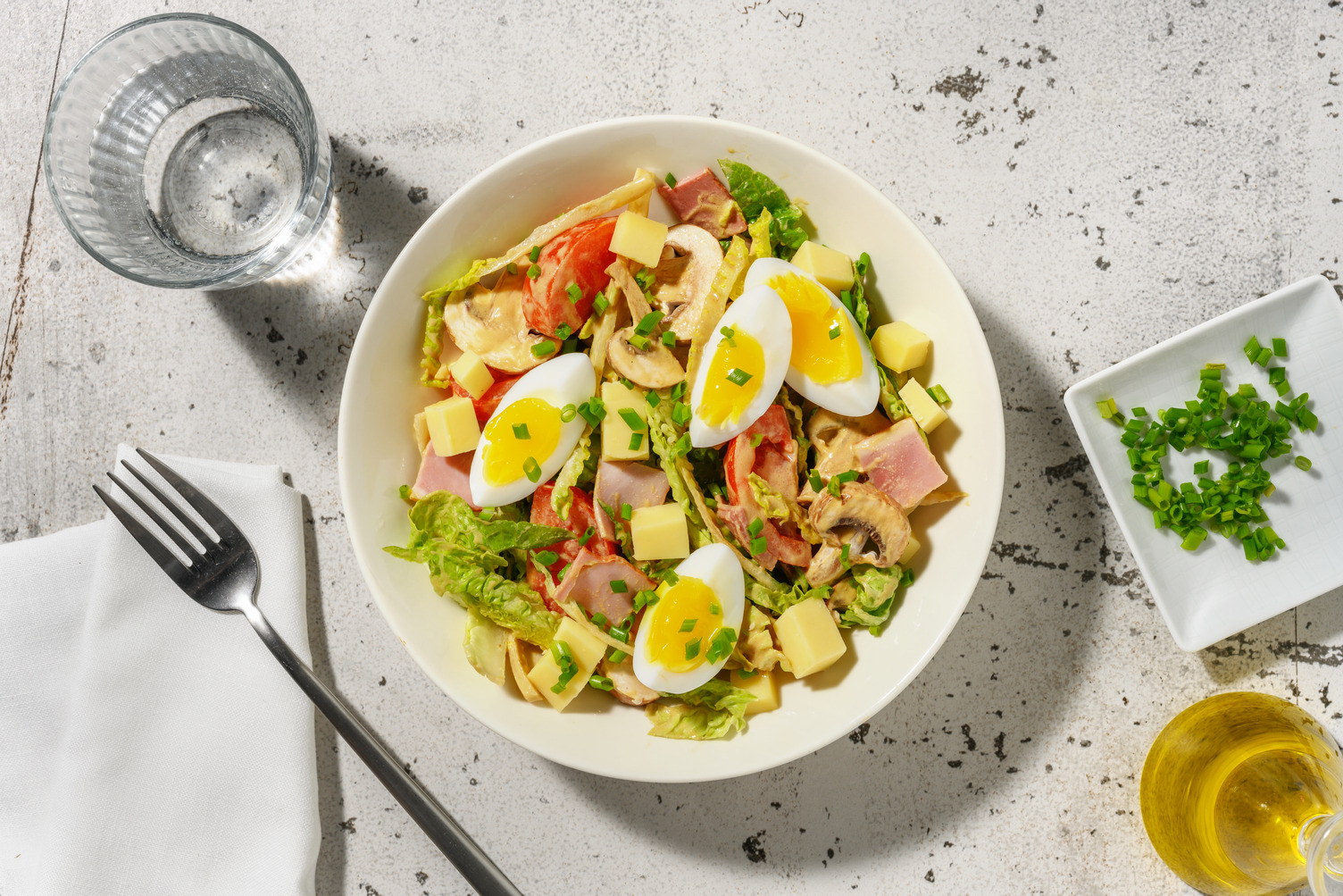 Salade parisienne express : jambon & cantal