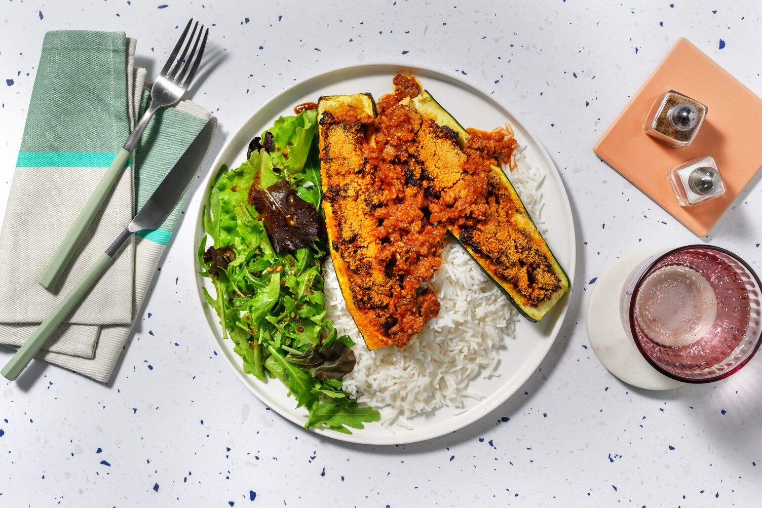 Courgette farcie au bœuf haché à la mexicaine
