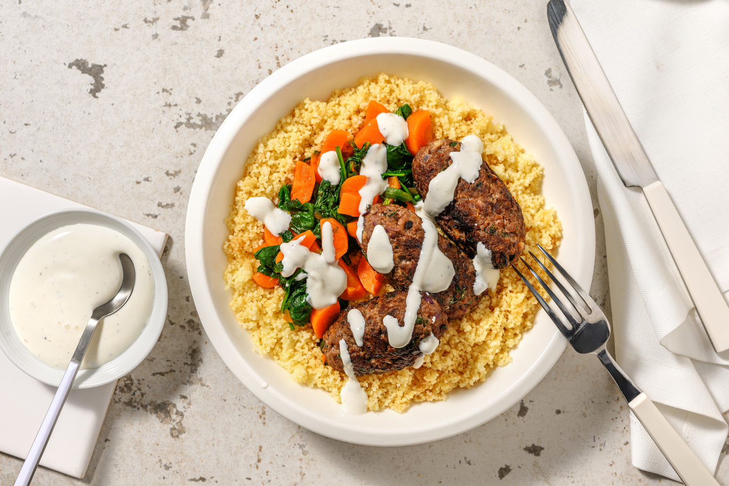 Keftas de bœuf & semoule aux épices