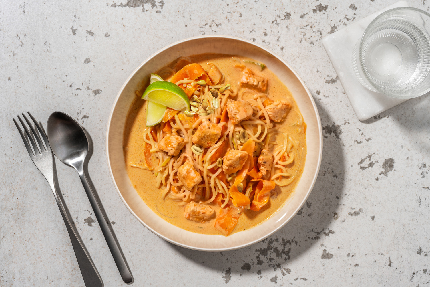 Laksa malaisienne : soupe poulet & coco
