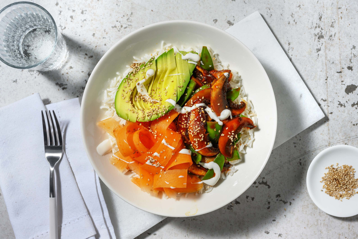 Gochujang Mushroom Sesame Poke Bowl