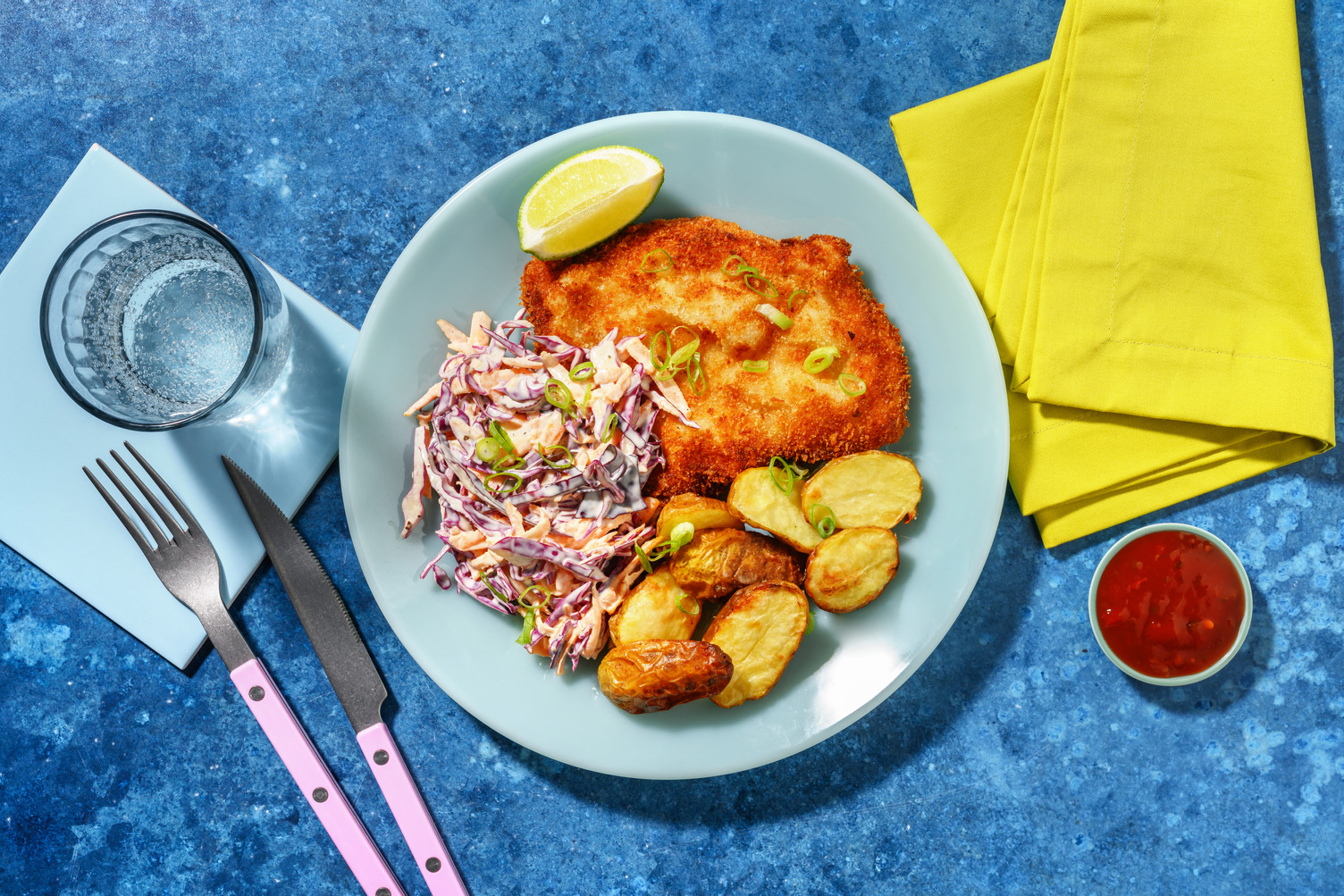 Crumbed Double Chicken Breast and Zesty Cabbage Slaw