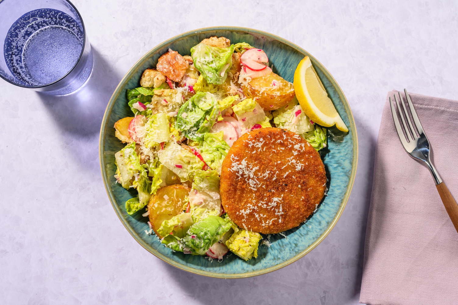 Burgerbowl met krokante vegetarische kipburger