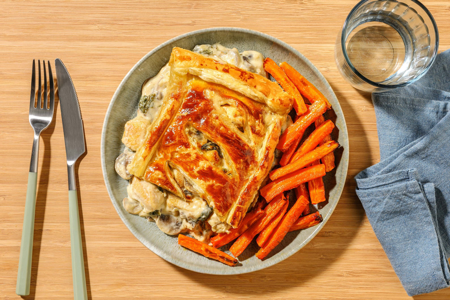 Creamy Truffle Chicken, Mushroom and Spinach Puff Pie