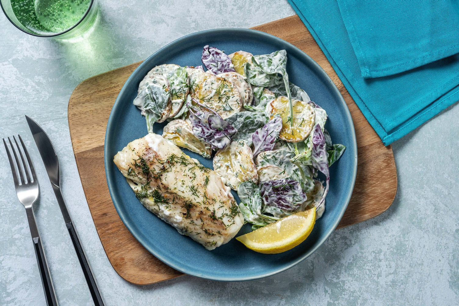 Gedämpfter Kabeljau mit Dillmarinade