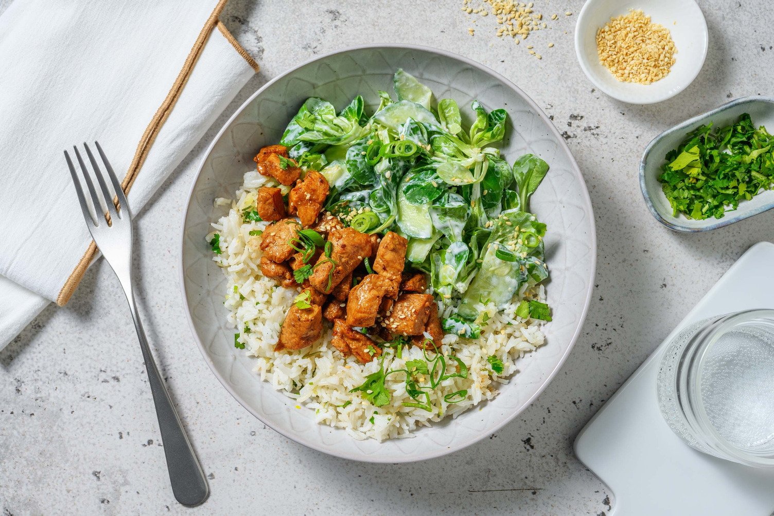 Sweet & Sticky Pork with Cucumber Salad